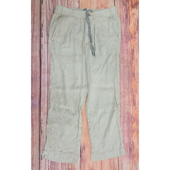 Tommy Bahama Womens Linen-Blend Drawstring Capris Small Beige - Picture 1 of 8